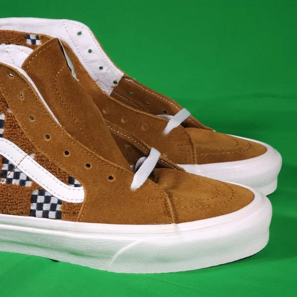 RARE Vans Sk8-Hi Tapered Tufted Checked Golden Brown VN0009QP1M7 ✨️NEW✨️ - Picture 5 of 9
